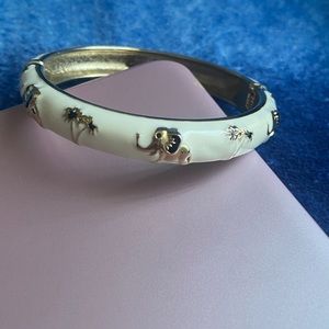White/Gold enamel elephant bangle